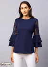 Blue Latest Fancy Stylish Lycra Russel Net Party Wear Ladies Top Collection 2788